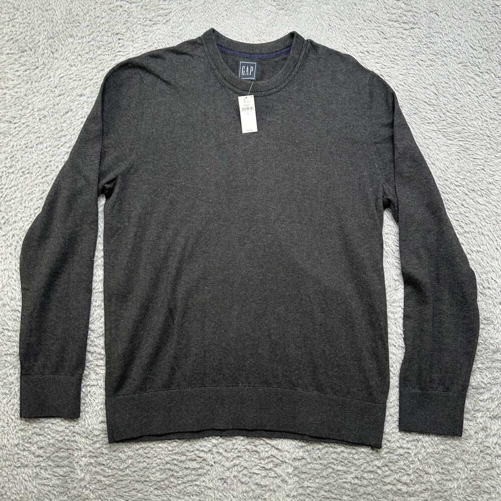 New Gap Sweater Mens Large Gray Long Sleeve Crewneck Pullover Sweatshirt